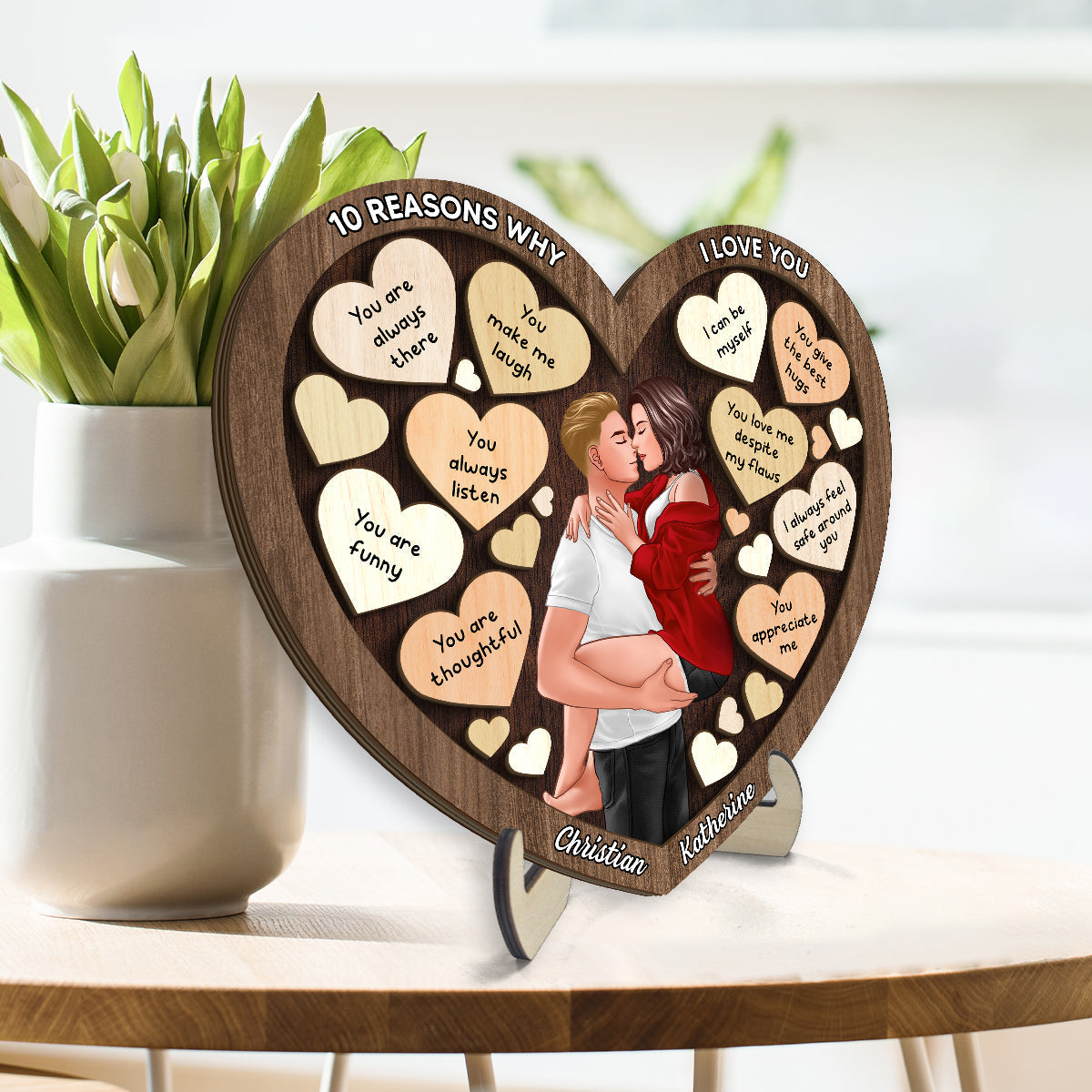 Couple Kissing Passionate In Heart Reasons Why I Love You, Gift For Him, For Her