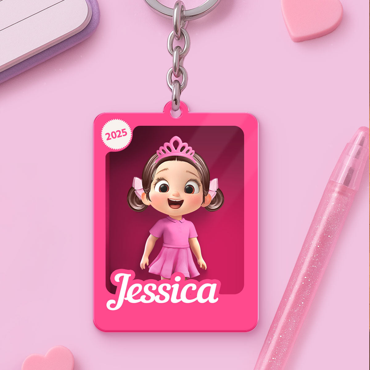 Personalized Name Tag for Backpack, 3D Effect Action Figure, Back To School Gift for Kids