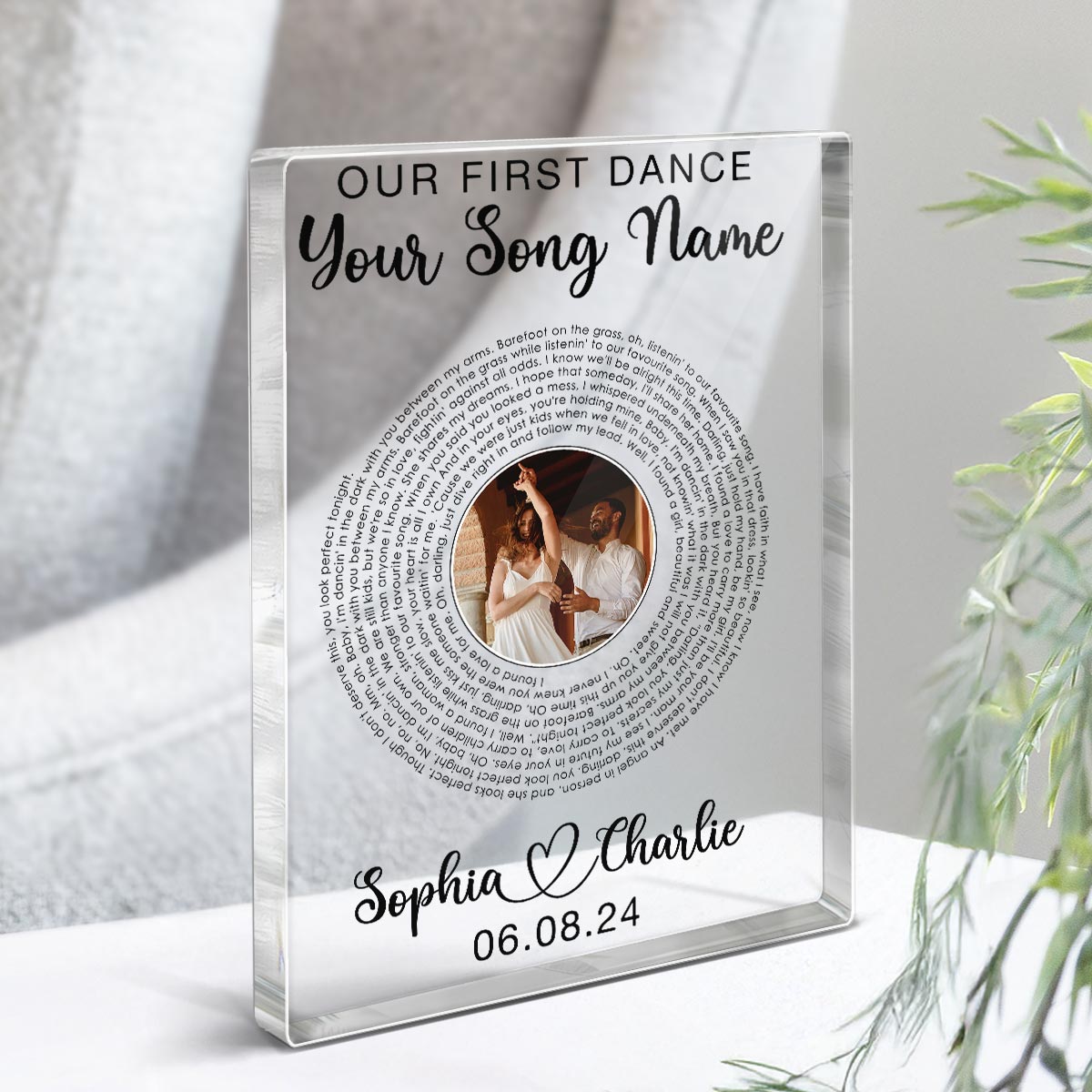 Our Favorite Song Vinyl Record Song Lyrics Art Personalized Rectangle Acrylic Plaque, Anniversary Gift For Him, Gift For Her