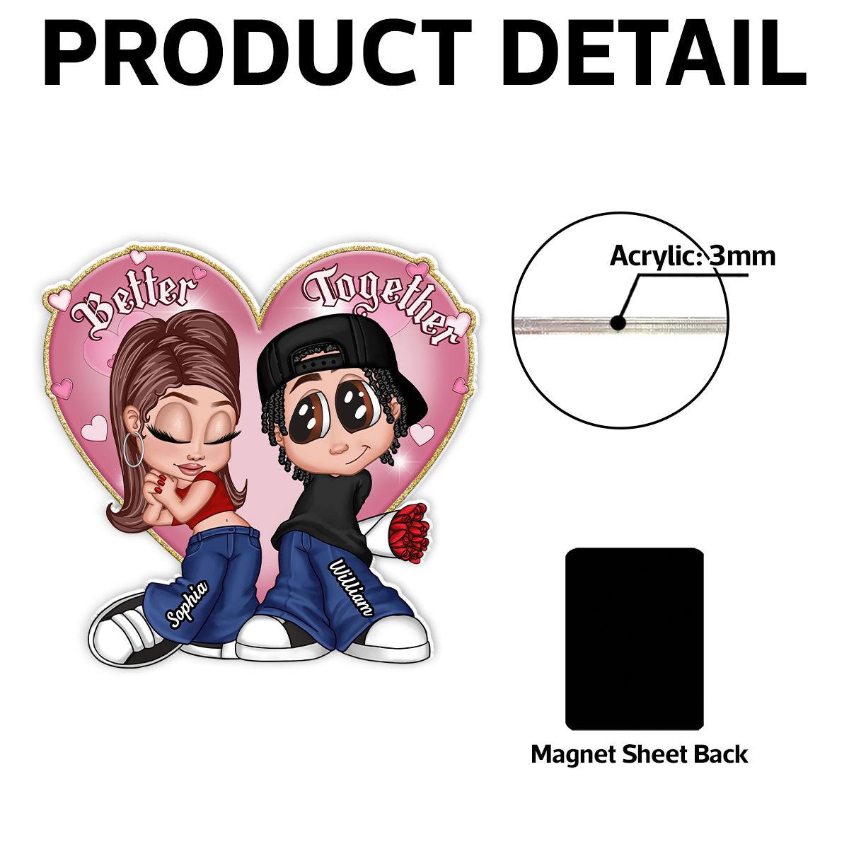 Be Mine Y2K Chicano Style Couple Gift For Her For Him Personalized Acrylic Fridge Magnet