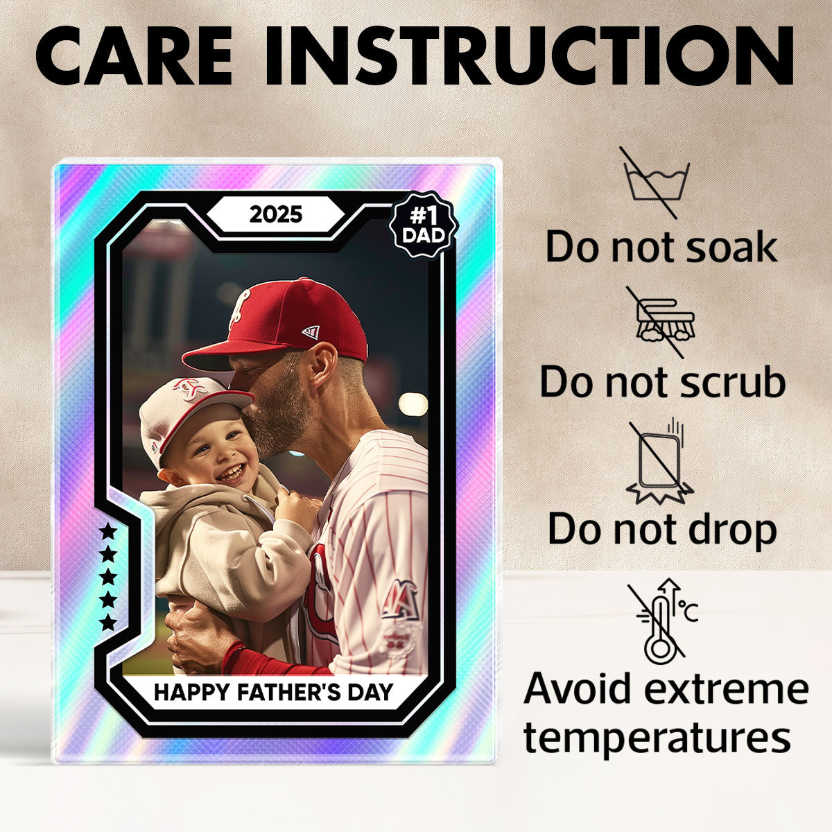 Premium Baseball Card Personalized Acrylic Block Plaque, Gift for Dads, Gift for Husband