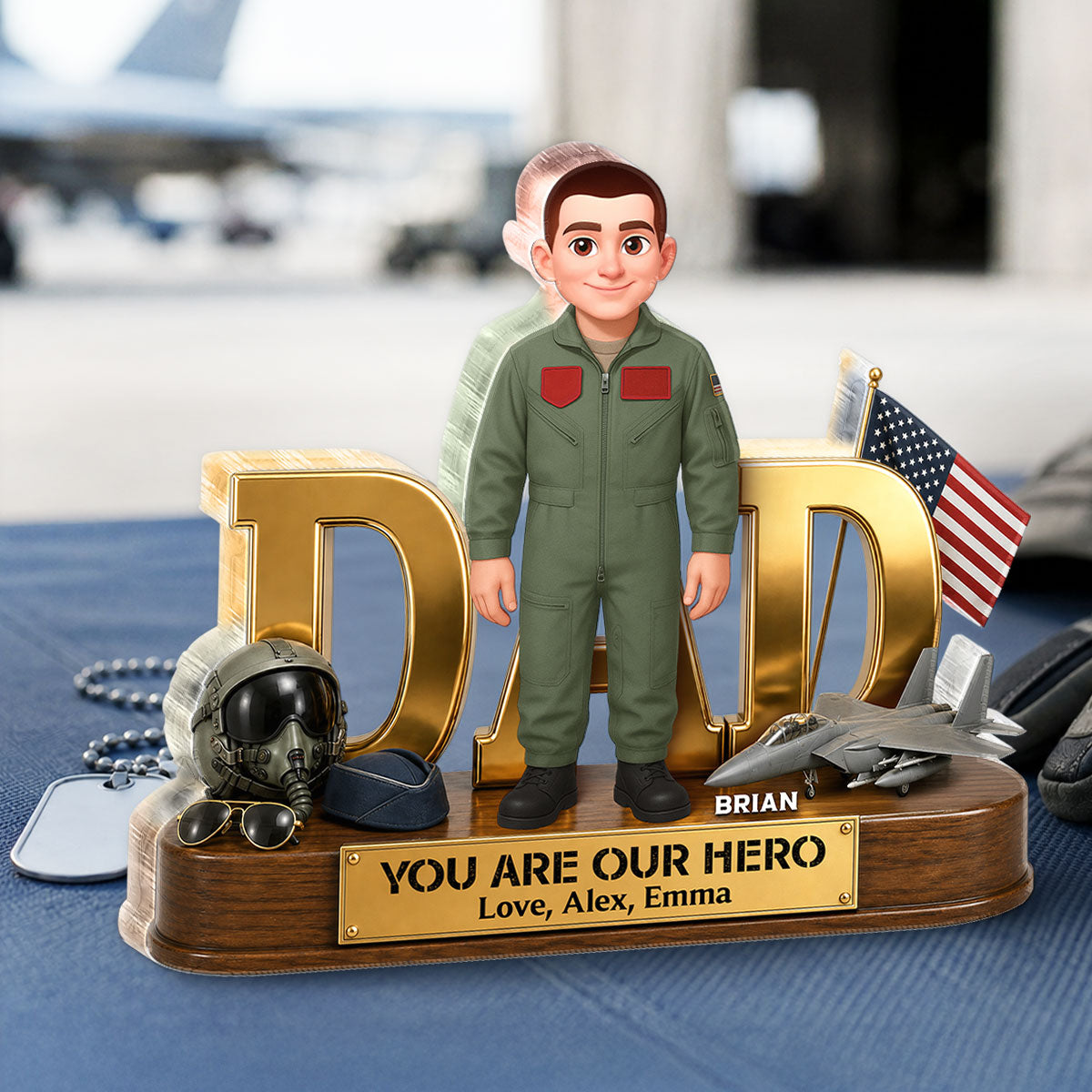 Proud American Air Force Dad You Are Our Hero - Personalized Acrylic Block Plaque - Gift For Dad