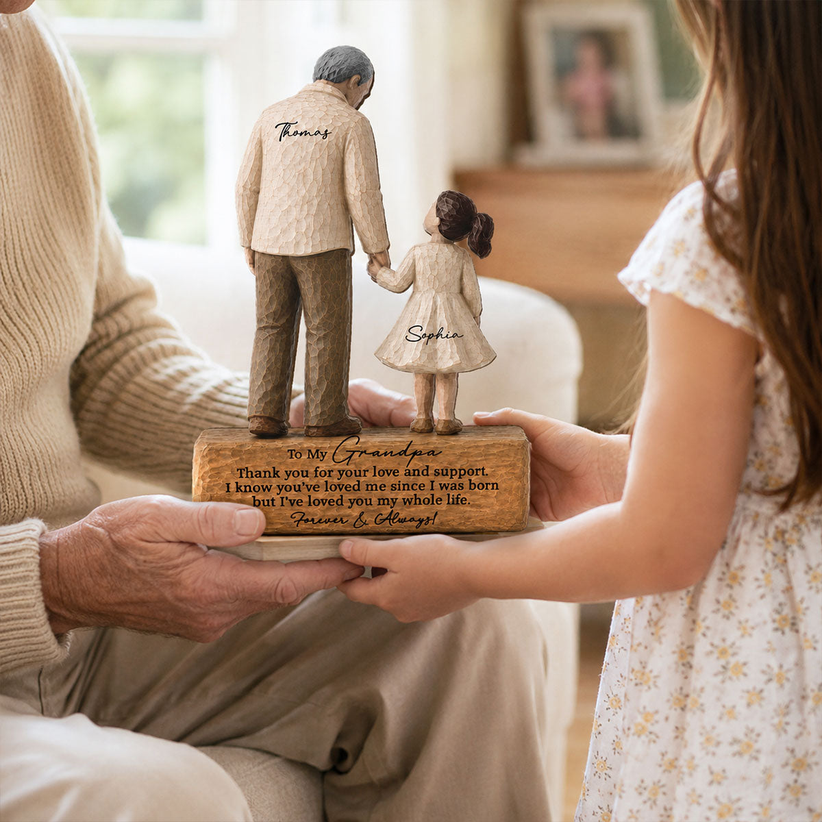 I've Loved You My Whole Life Grandpa 2D Flat Printed - Personalized 2-Layered Wooden Plaque - Sentimental Gift For Grandpa