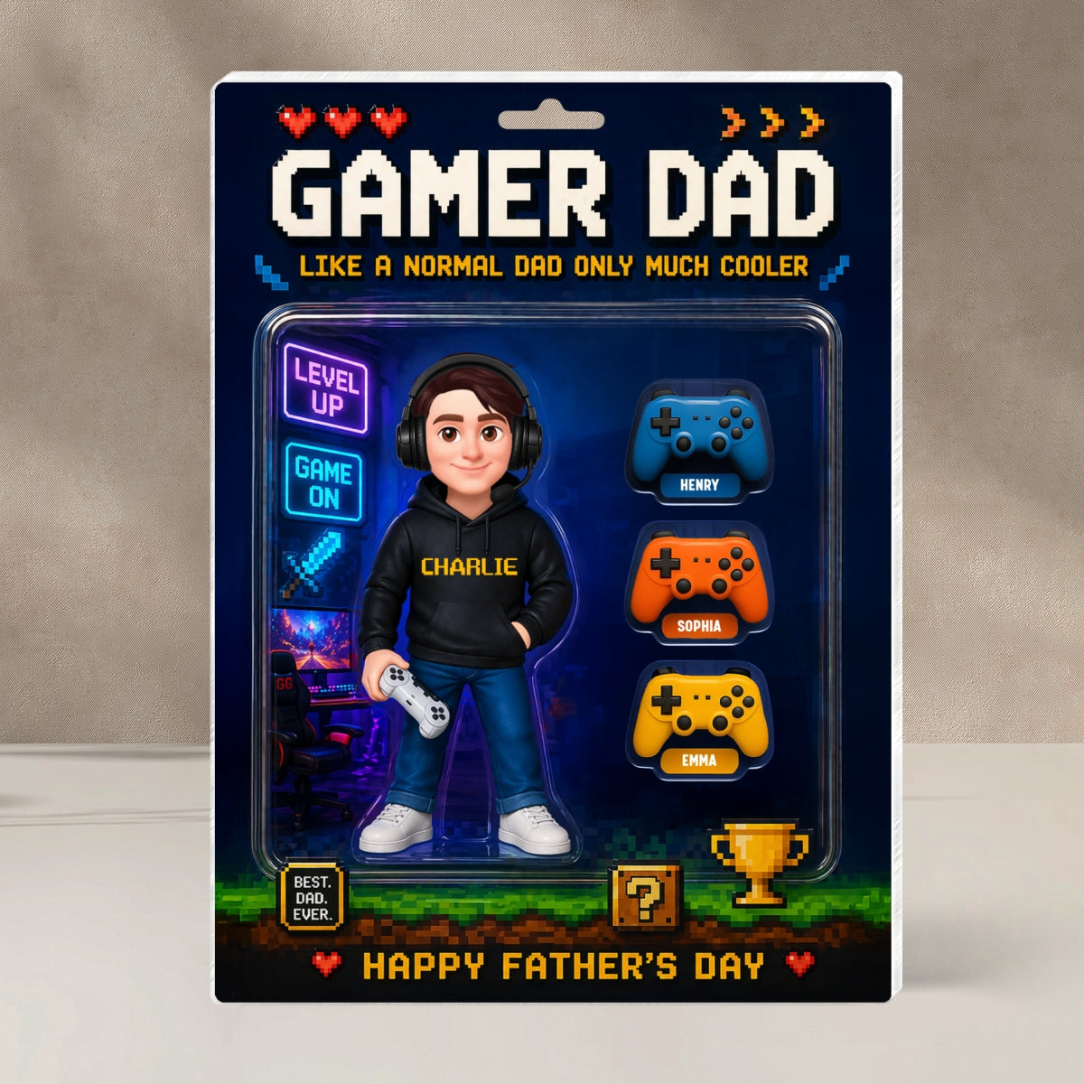 Gamer Dad More Cooler - Personalized Acrylic Block Plaque - Gift For Gamer Dad, Husband