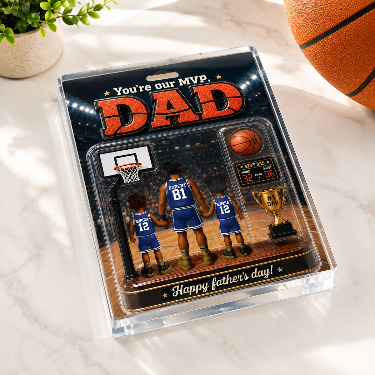 You Are Our MVP Basketball Dad, Custom Action Figure - Personalized Acrylic Block Plaque - Gift for Dad, Husband