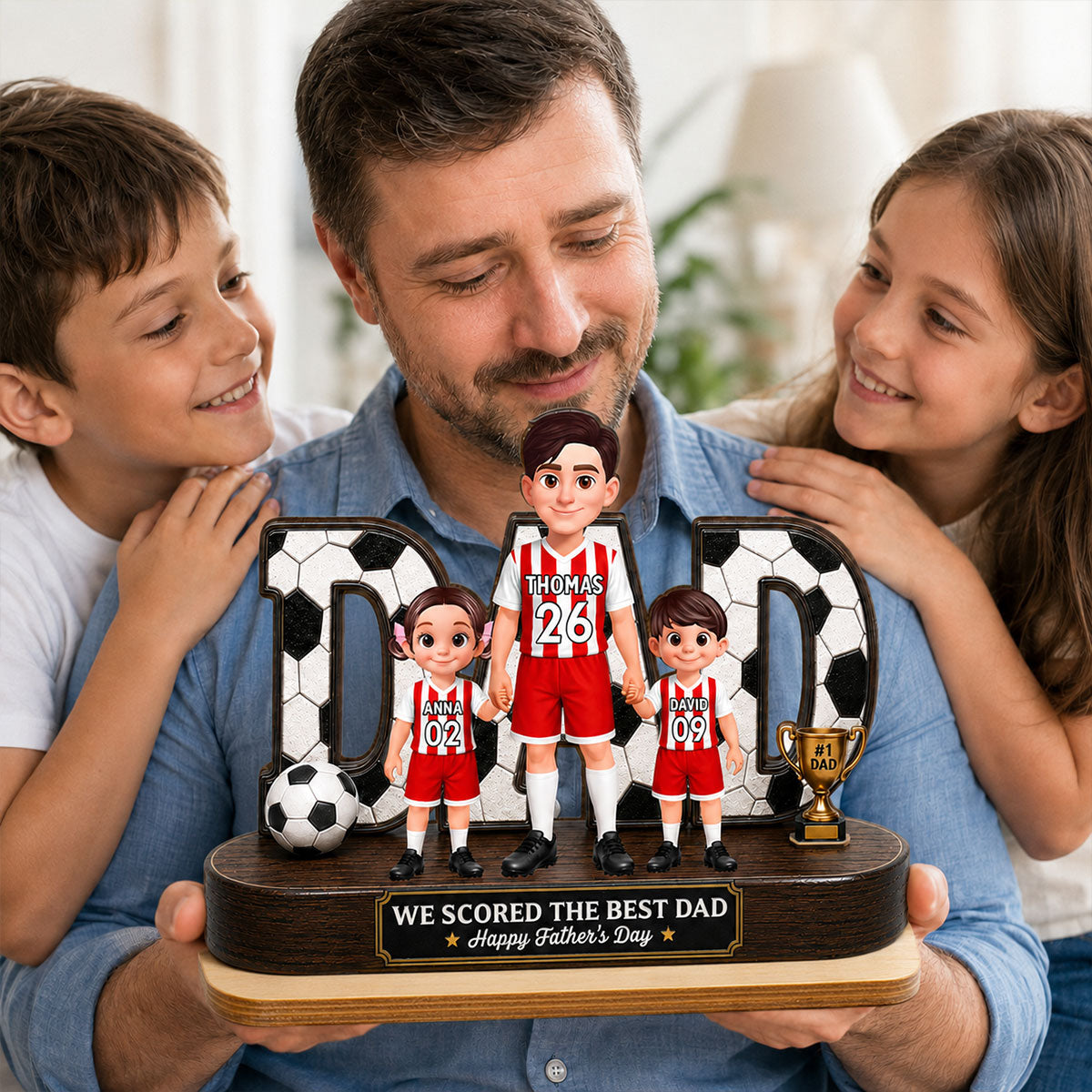 Soccer Dad Legend We Scored The Best Dad - Personalized 2-Layered Wooden Plaque - Gift For Dad, Husband, Soccer Lovers