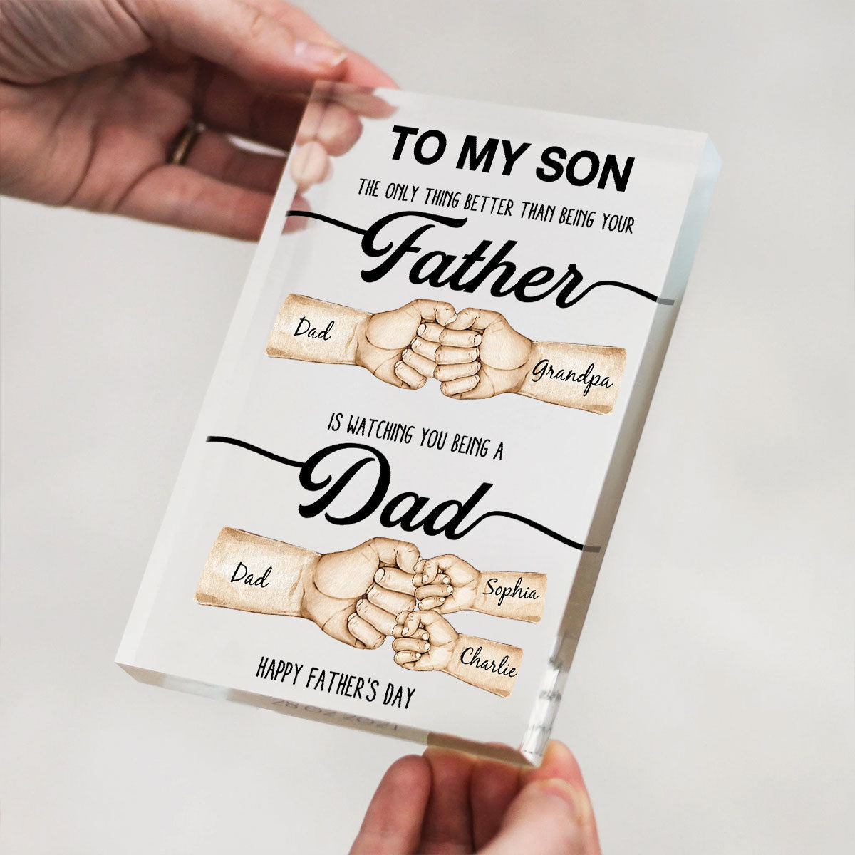 The Only Thing Better Than Being Your Father Fist Bump Personalized Acrylic Block, gift for Son from Dad