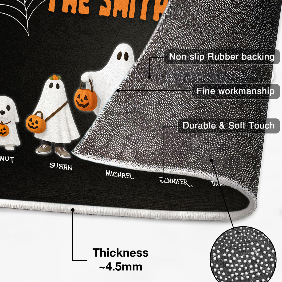 3D Effect Halloween Cute Funny Boo Family Personalized Doormat