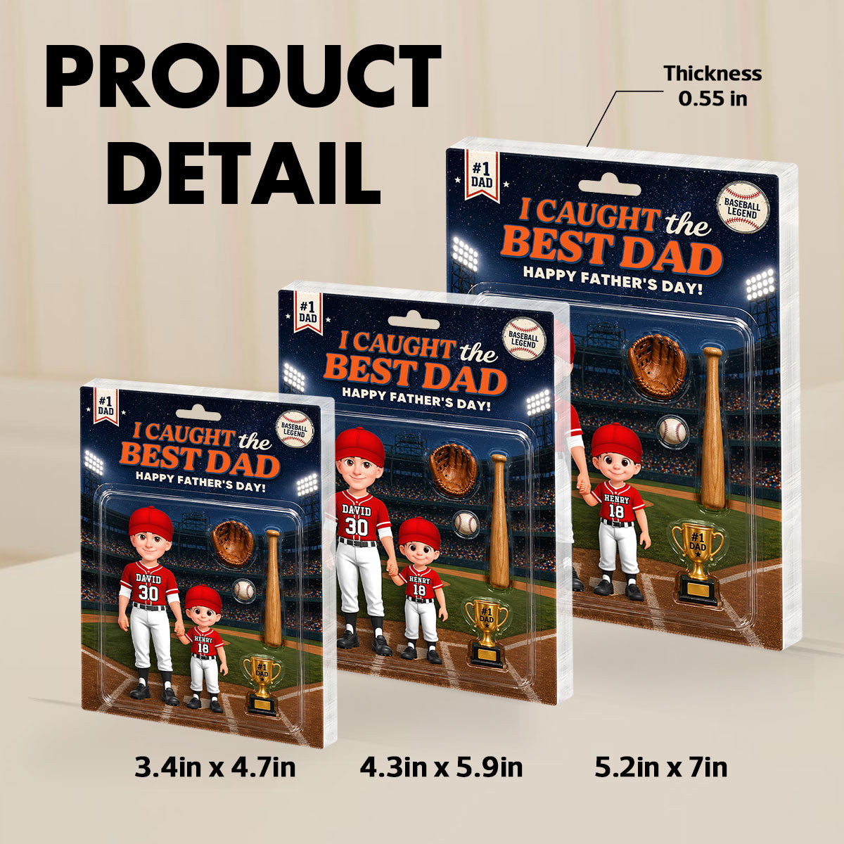 Retro Friday Night Light Baseball We Caught The Best Dad - Personalized Acrylic Block Plaque - Gift For Baseball Dad