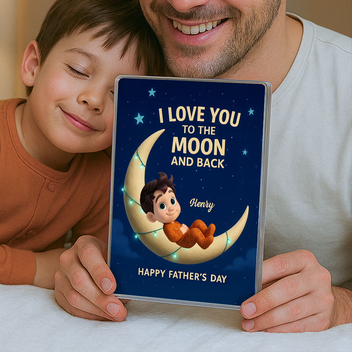 I Love You to the Moon and Back Personalized Acrylic Block Plaque, Gift for Dad
