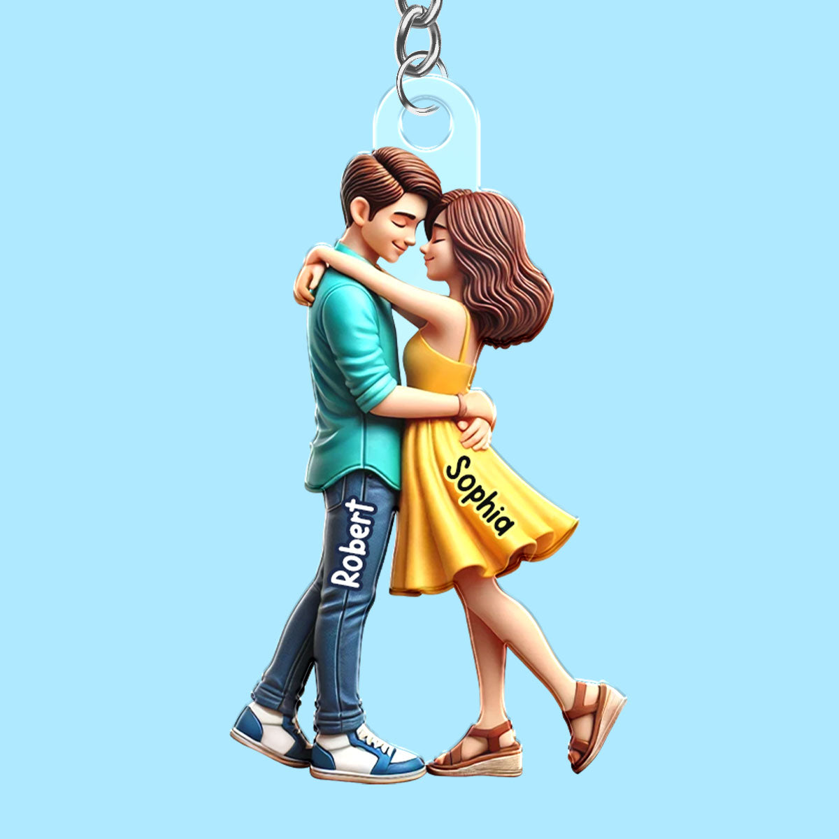 3D Effect Couple Hugging Personalized Acrylic Keychain, Heartfelt Gift For Couple, For Him, For Her, Boyfriend, Girlfriend, Husband, Wife