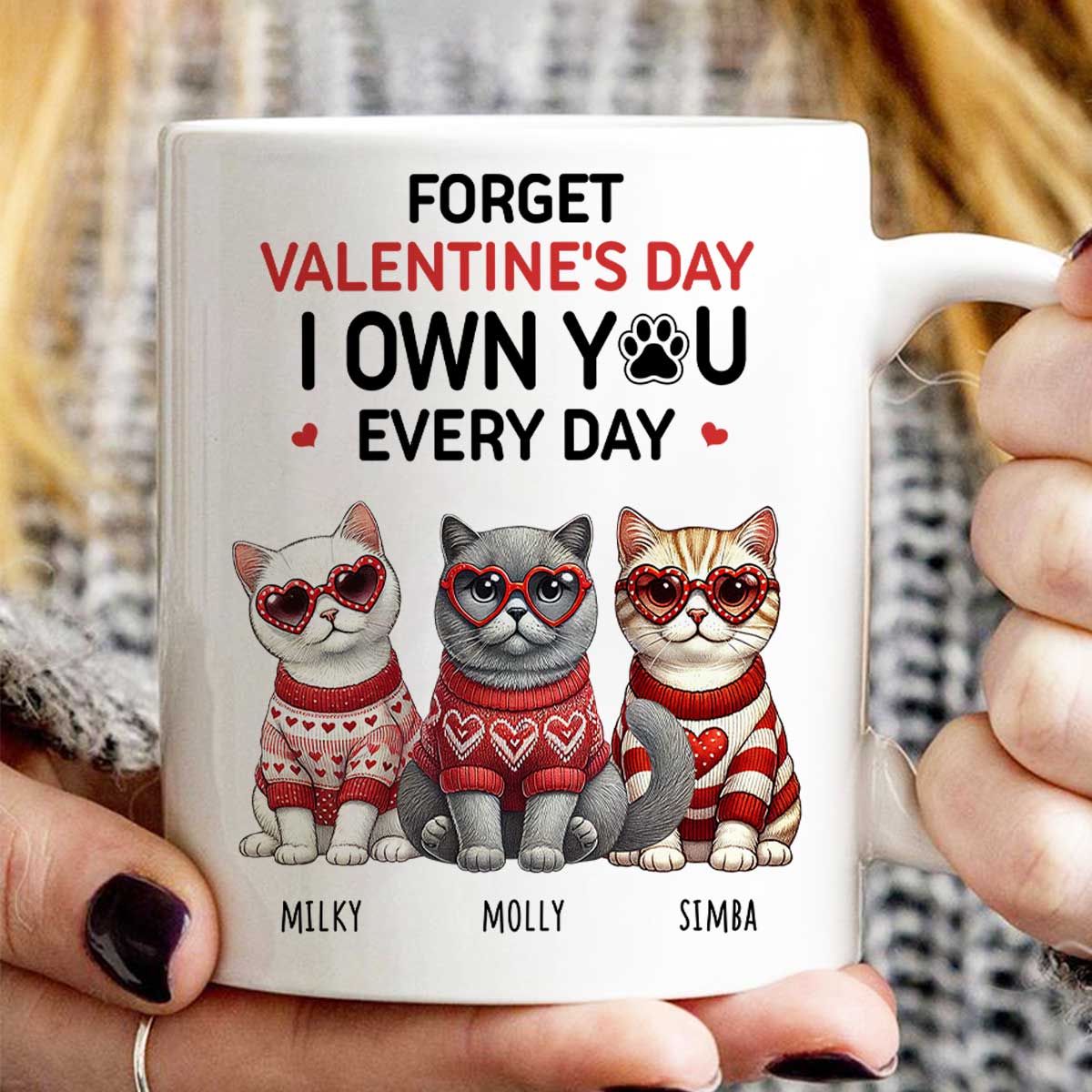Forget We Own You Every Day, Cat Mom Personalized Mug, Gift for Cat lovers