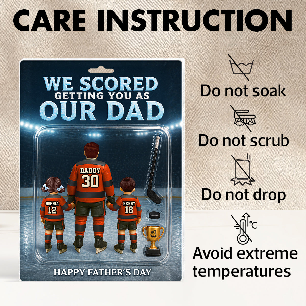 Hockey Dad We Scored Getting You As Our Dad - Personalized Acrylic Block Plaque - Gift For Hockey Dad, Husband