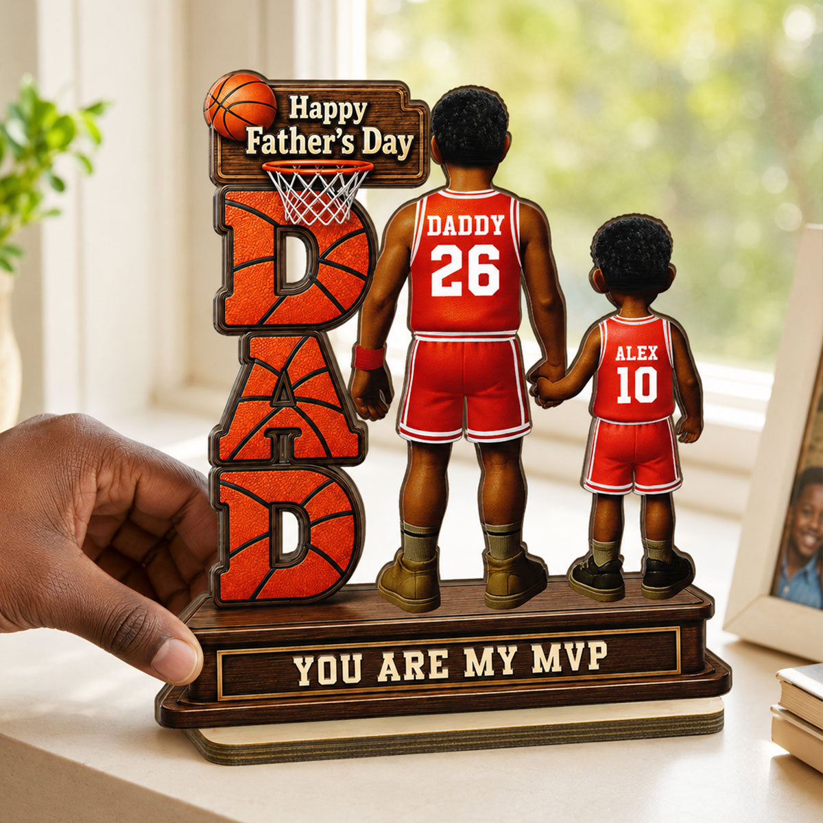 Basketball Dad Legend You Are Our MVP - Personalized 2-Layered Wooden Plaque - Gift For Dad, Husband, Basketball Fans