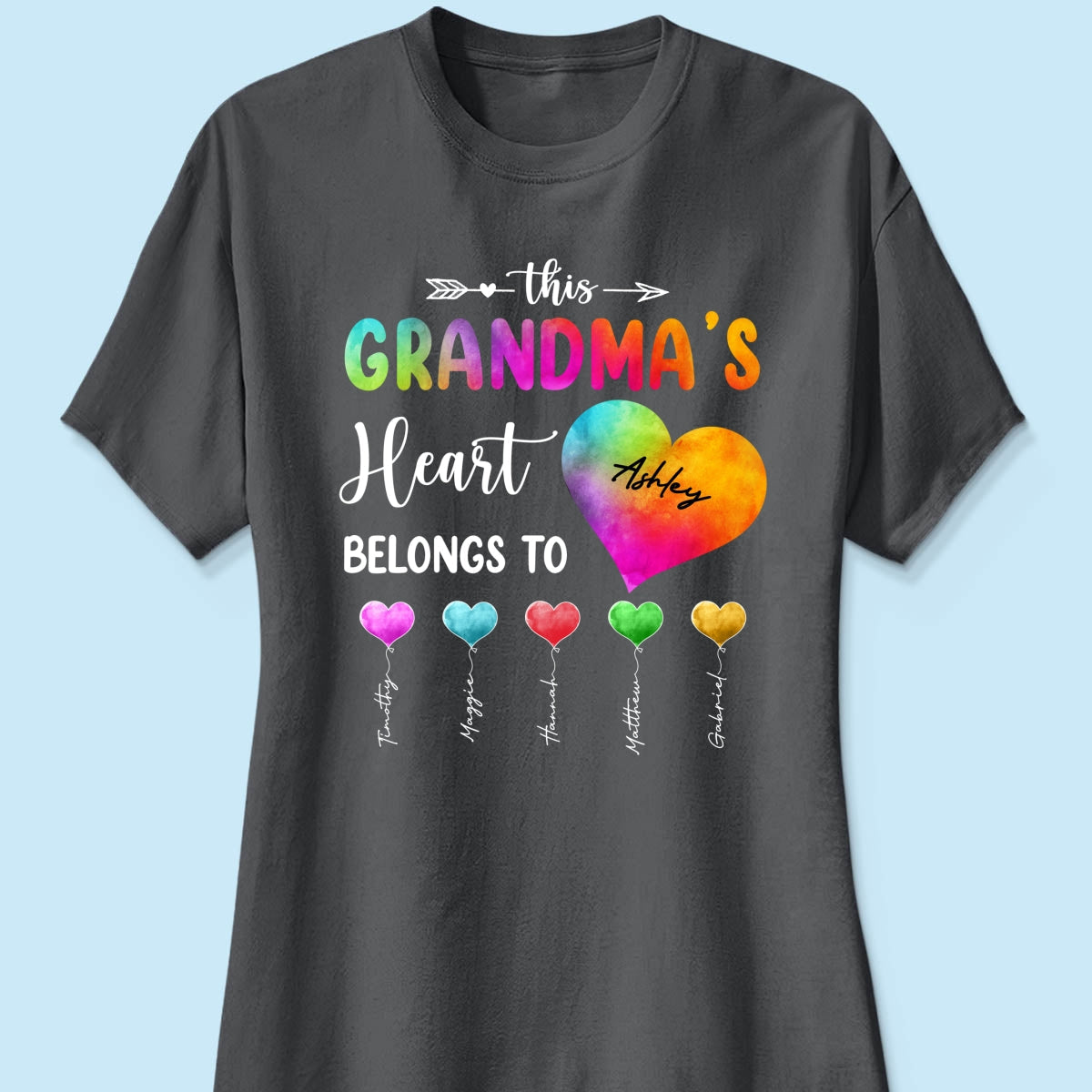 Colorful Patterned This Grandma Heart Belongs To Personalized Shirt
