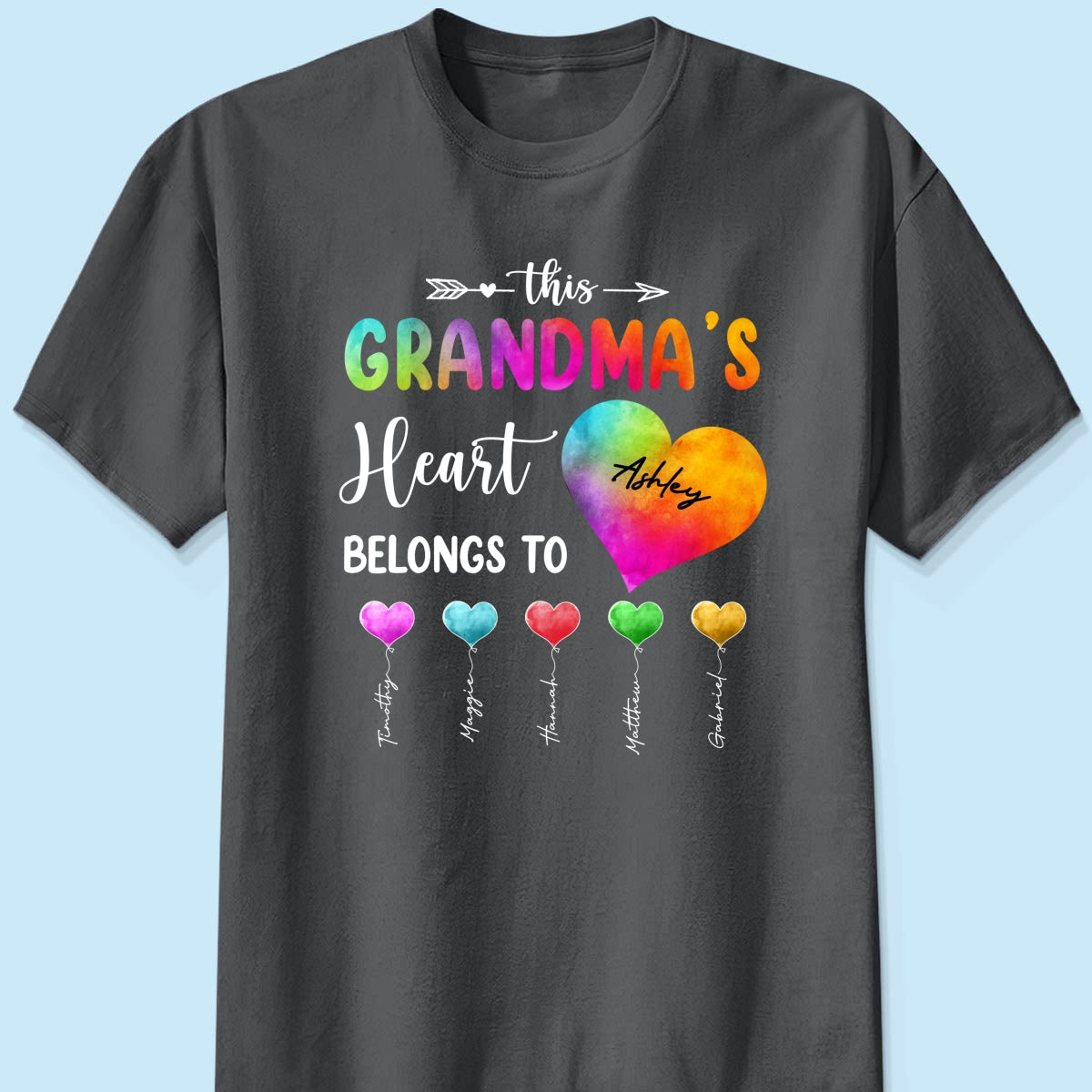 Colorful Patterned This Grandma Heart Belongs To Personalized Shirt
