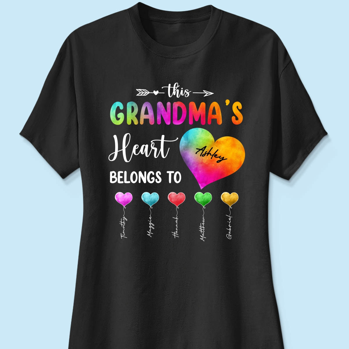 Colorful Patterned This Grandma Heart Belongs To Personalized Shirt