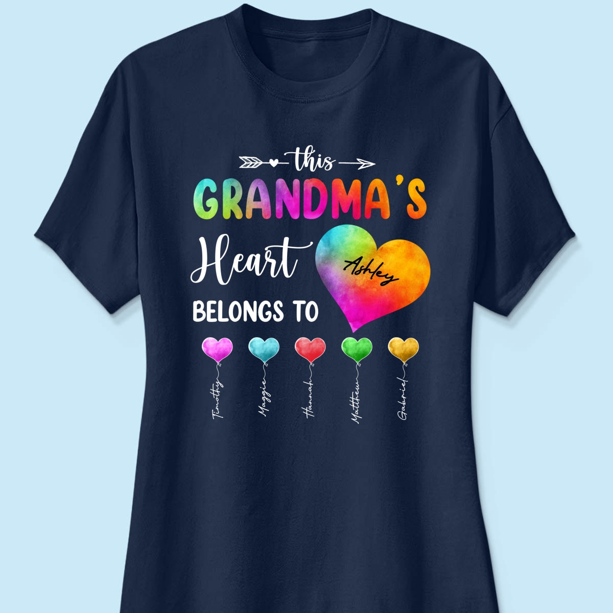 Colorful Patterned This Grandma Heart Belongs To Personalized Shirt