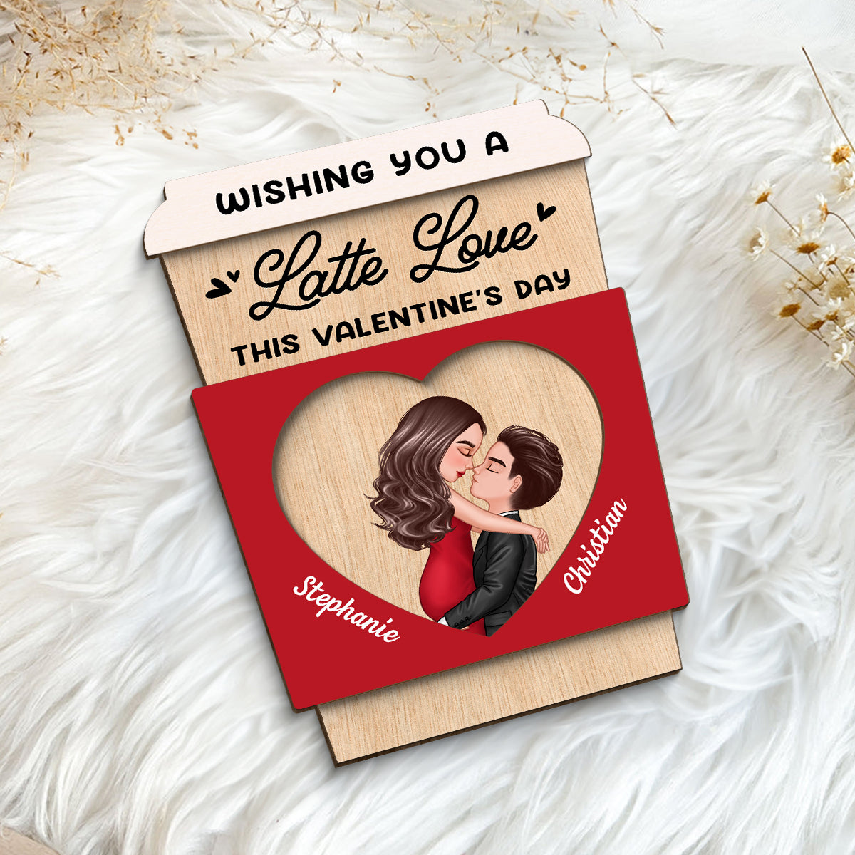 Wishing You A Latte Love Gift For Him Gift For Her Personalized 2-layer Wooden Plaque