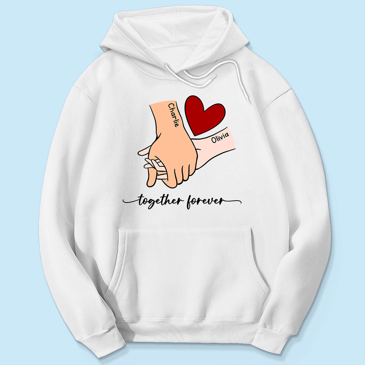 Personalized Couple Holding Hands Red Heart Shirt, Gift, Anniversary Gift for Him for Her