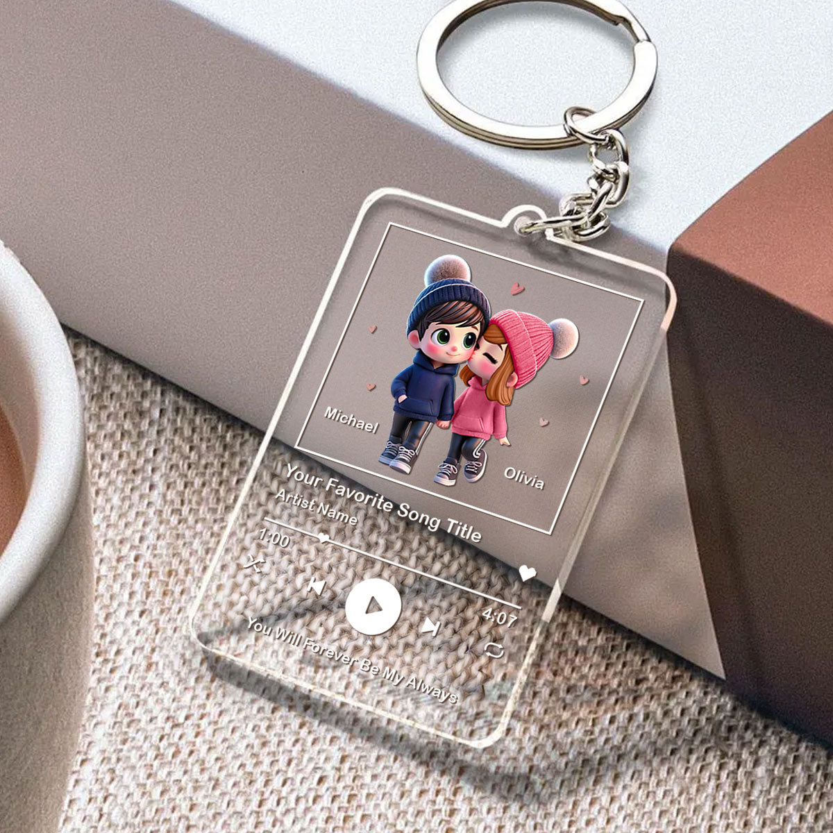 Cute Couple, Personalized Song Keychain, Wedding Gifts, Anniversary Gifts, Gifts, Gifts For Couples