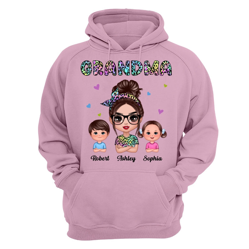 Colorful Leopard Pattern Grandma And Grandkids Gift For Grandma Personalized Shirt