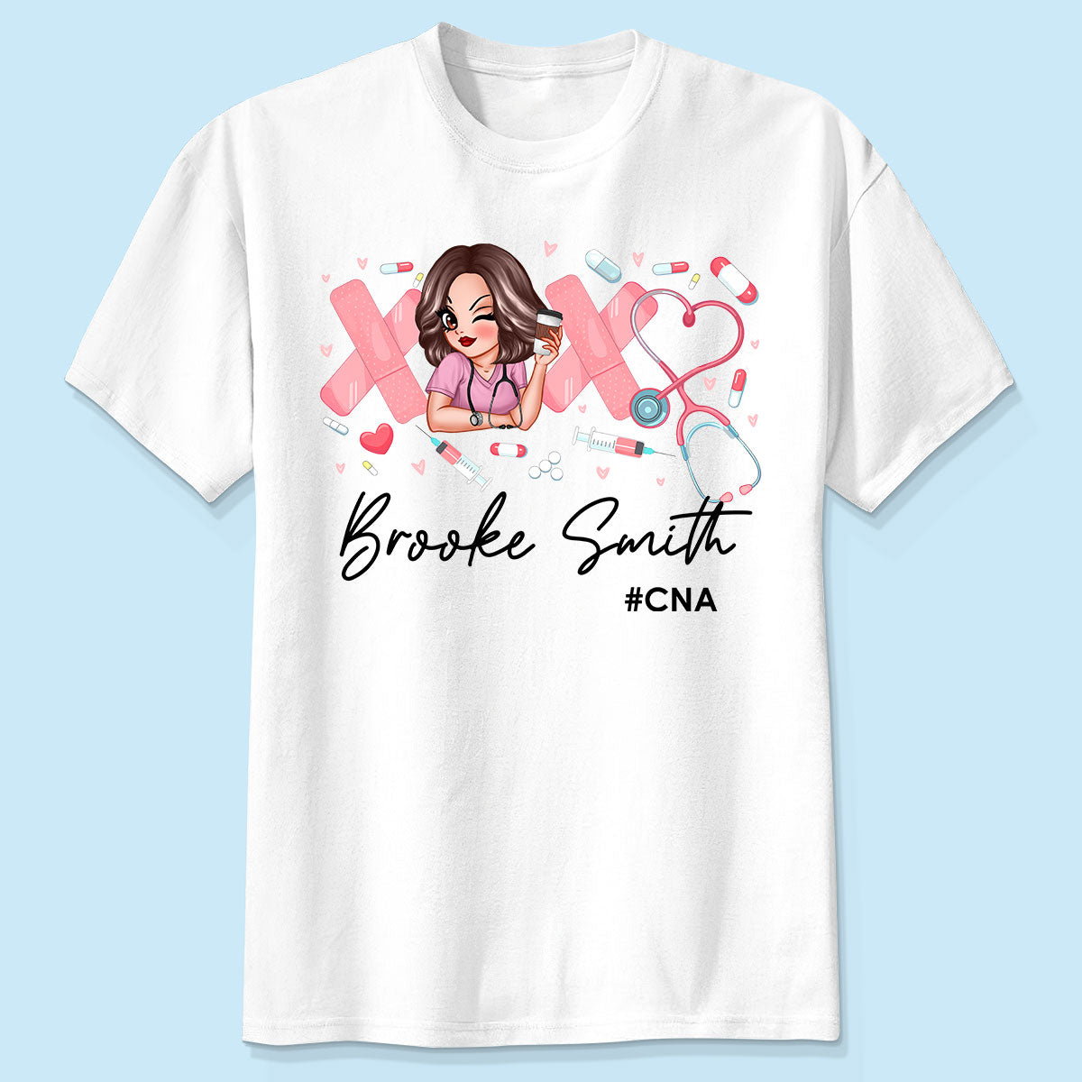Pink Coquette XOXO Nurse Personalized Shirt, Birthday Gift For Nurse Wife, Girlfriend, Bestie