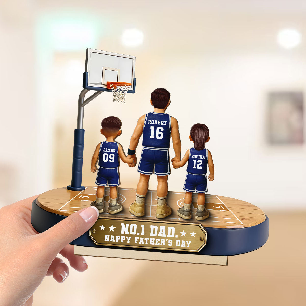 Daddy's Basketball Dream Team - Personalized 2-Layered Wooden Plaque - Gift For Basketball Dad