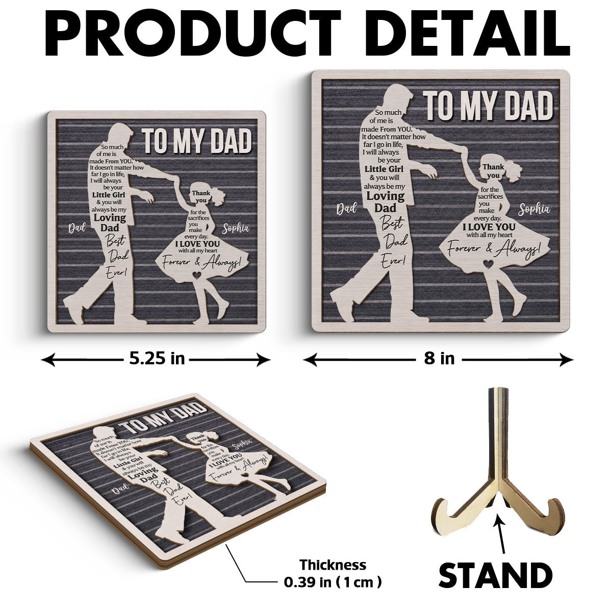 I Will Always Be Your Little Girl Father & Daughter Dancing - Personalized 2-Layered Wooden Plaque - Sentimental Gift For Dad From Daughter