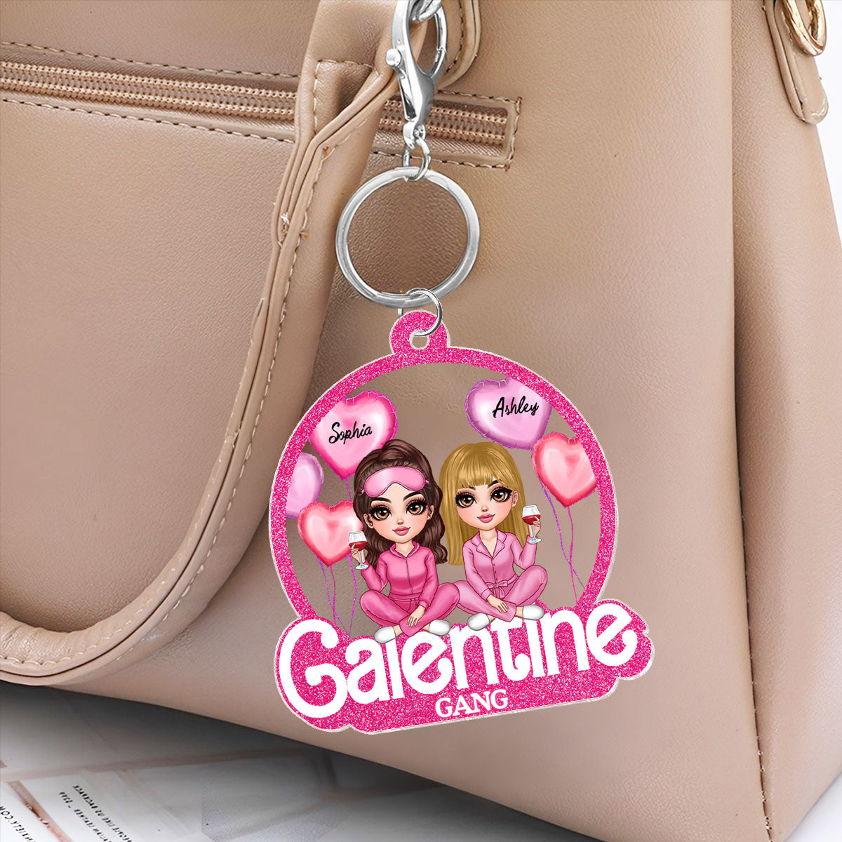 Galentine Gang Partners In Crime Pretty Girls Personalized Acrylic Keychain, Gift, Social Club, Besties Gift