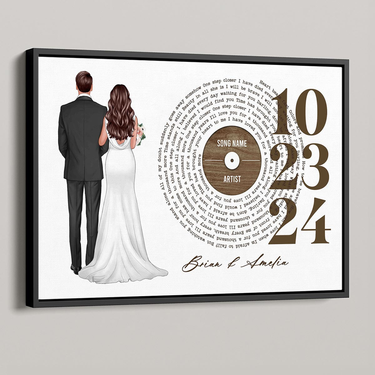 Couple Anniversay Date Custom Vinyl Lyrics Personalized Poster, Wedding Song Dance, Gift for her & for him