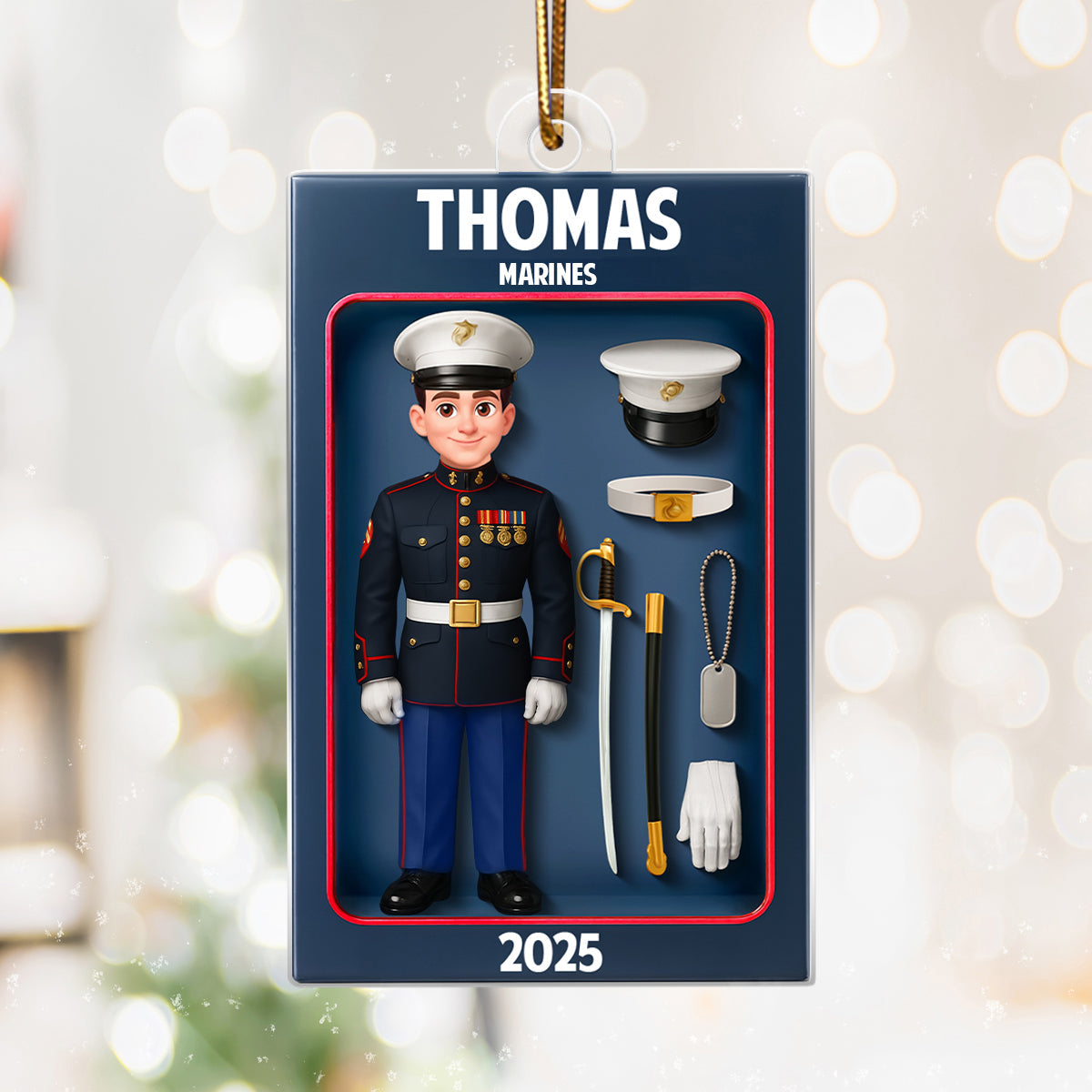Marines Action Figure 3D Effect Personalized Acrylic Ornament - Special Gift For The Marines