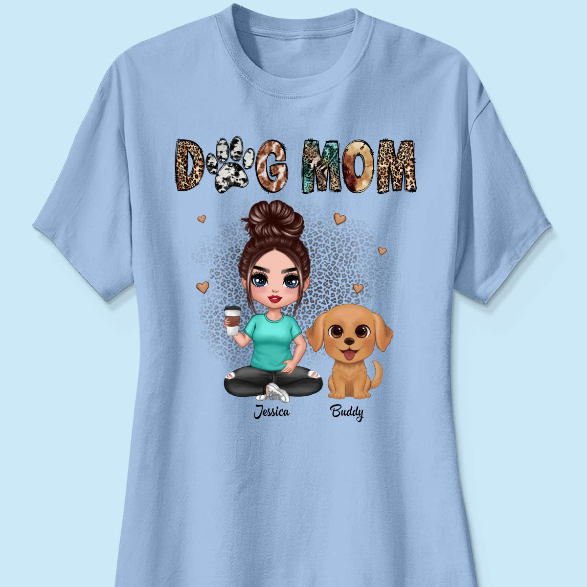 Animal Patterns Dog Mom Watercolor Cute Dogs Personalized Shirt