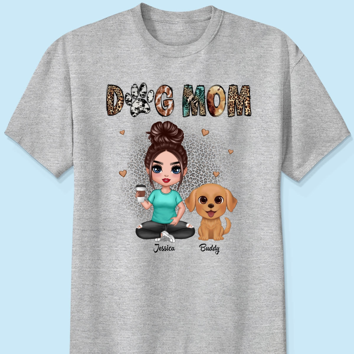 Animal Patterns Dog Mom Watercolor Cute Dogs Personalized Shirt