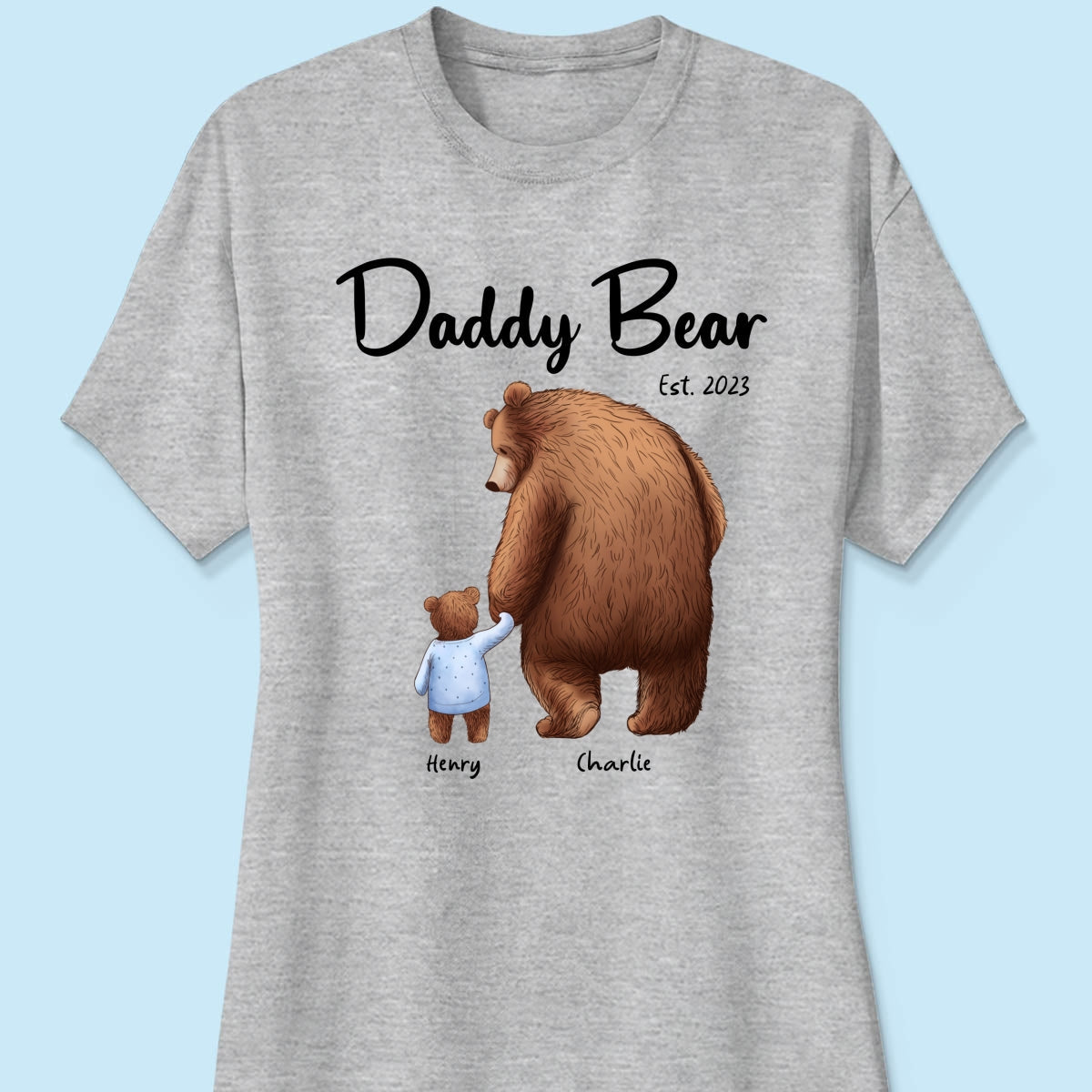Daddy Bear Est. Papa Bear Father‘s Day Gift For Husband Dad Grandpa Personalized Shirt