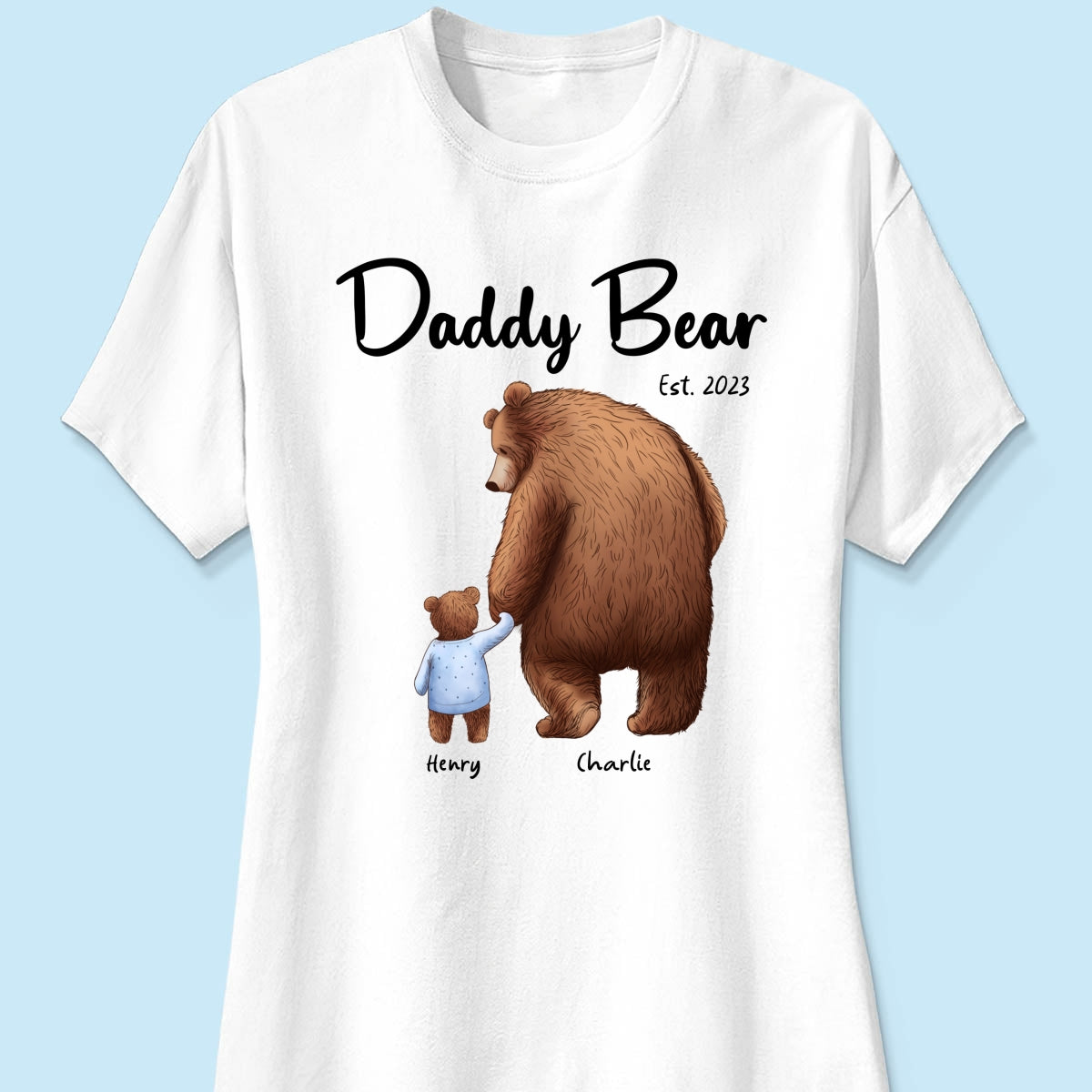 Daddy Bear Est. Papa Bear Father‘s Day Gift For Husband Dad Grandpa Personalized Shirt