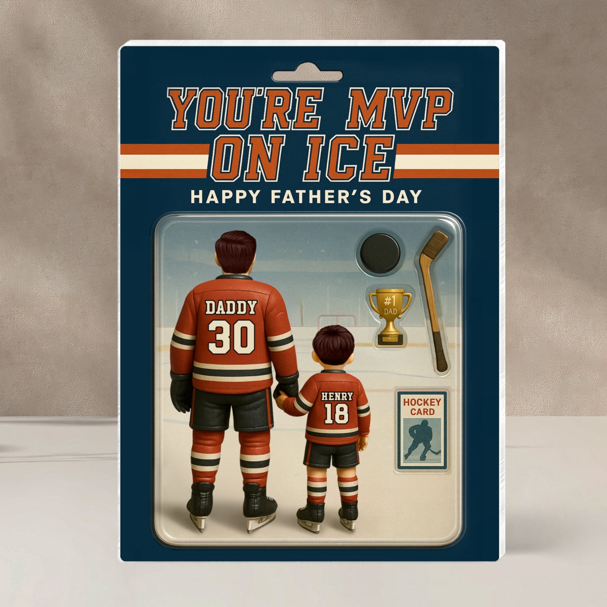 You're My MVP On Ice Hockey Dad Custom Action Figure Personalized Acrylic Block Plaque, Gift for Dads, Gift for Husband