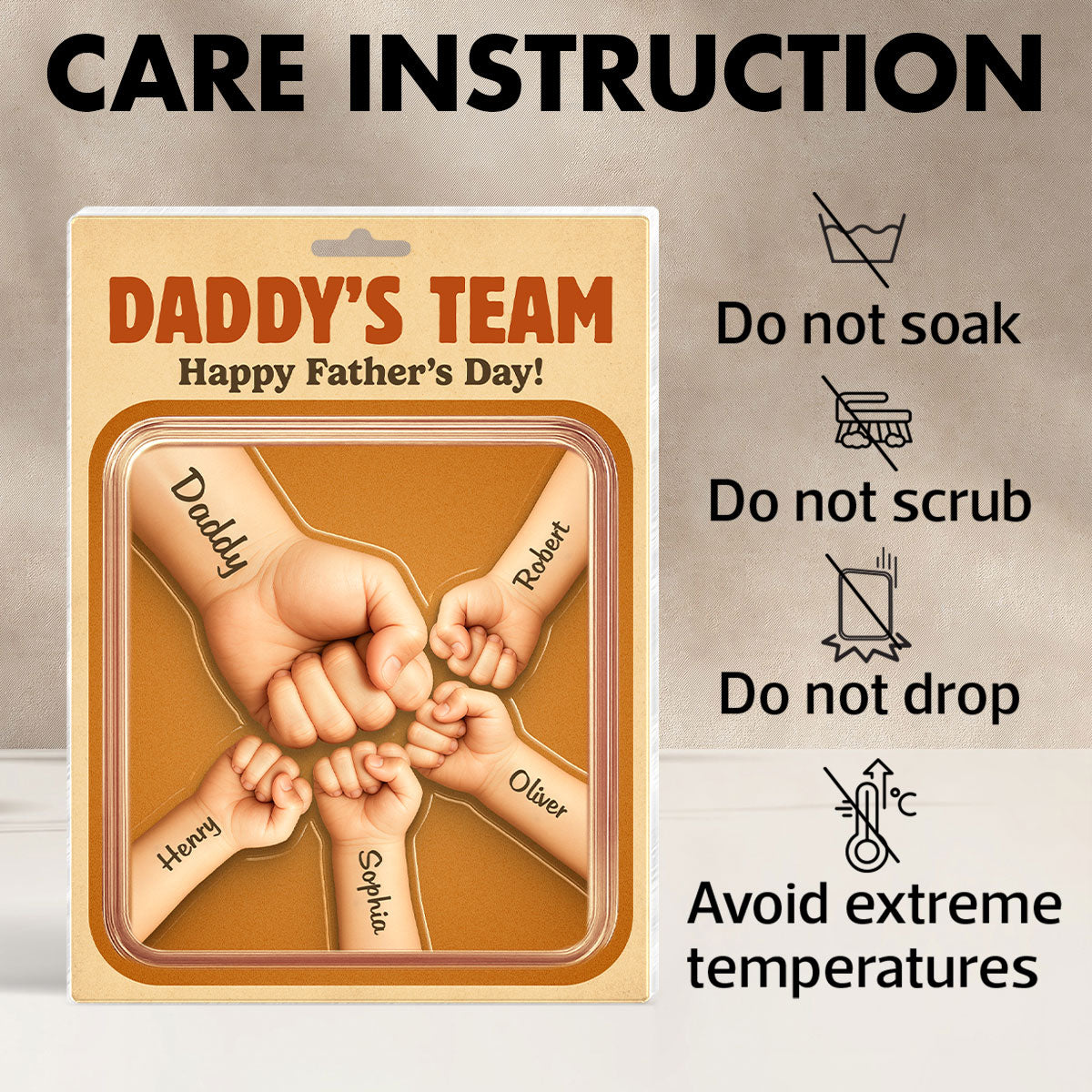 Daddy Team Fist Bump Custom Figure Personalized Acrylic Block Plaque, gift