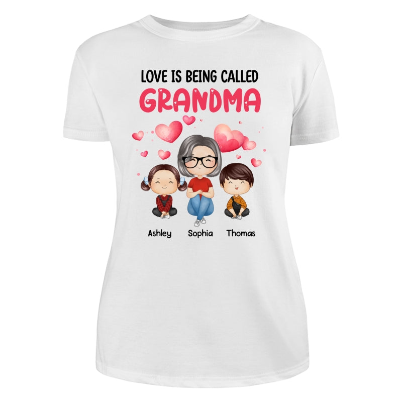 Watercolor Hearts Doll Grandma Grandkids Watercolor Style Personalized Shirt