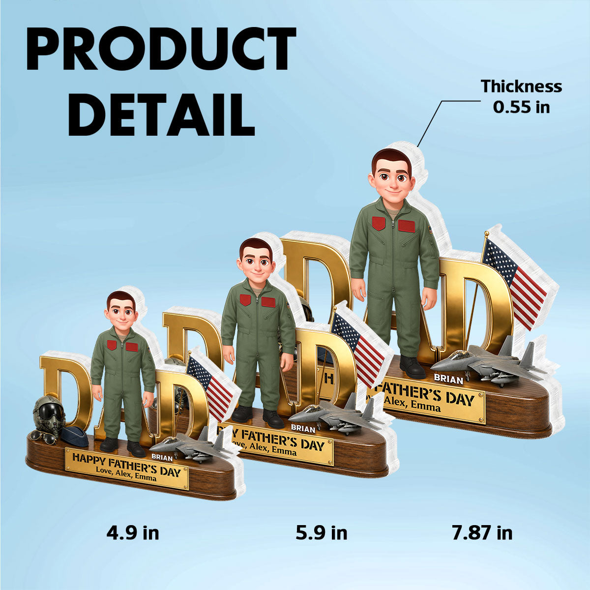 Proud American Air Force Dad You Are Our Hero - Personalized Acrylic Block Plaque - Gift For Dad