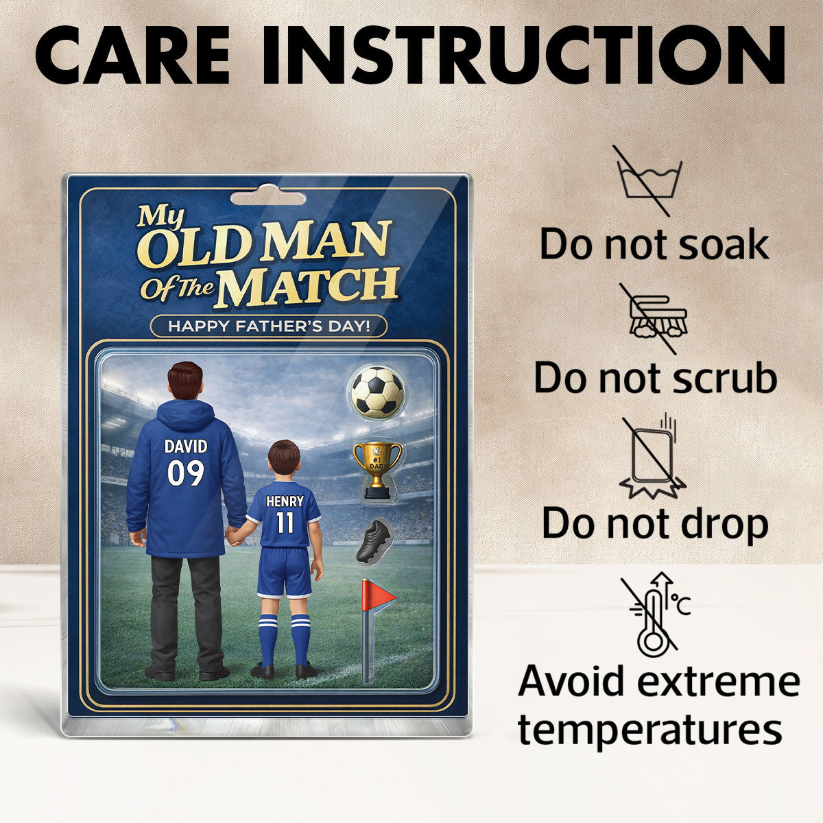 My Old Man Of The Match - Personalised Acrylic Block Plaque - UK Gift For Football Dad