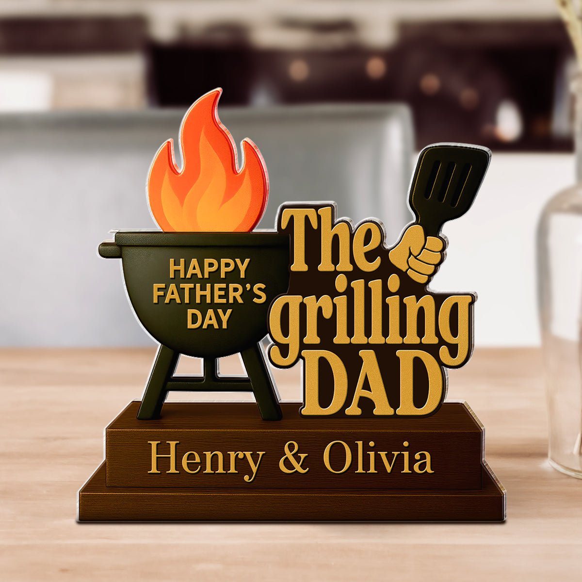 The Grillfather Personalized Custom Shape Acrylic Block, Gift For Husband, For Dad