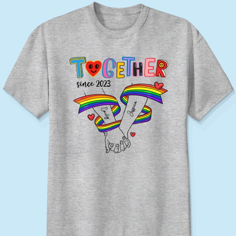 Together Since LGBT Couple Hand In Hand Personalized Shirt, Pride Month
