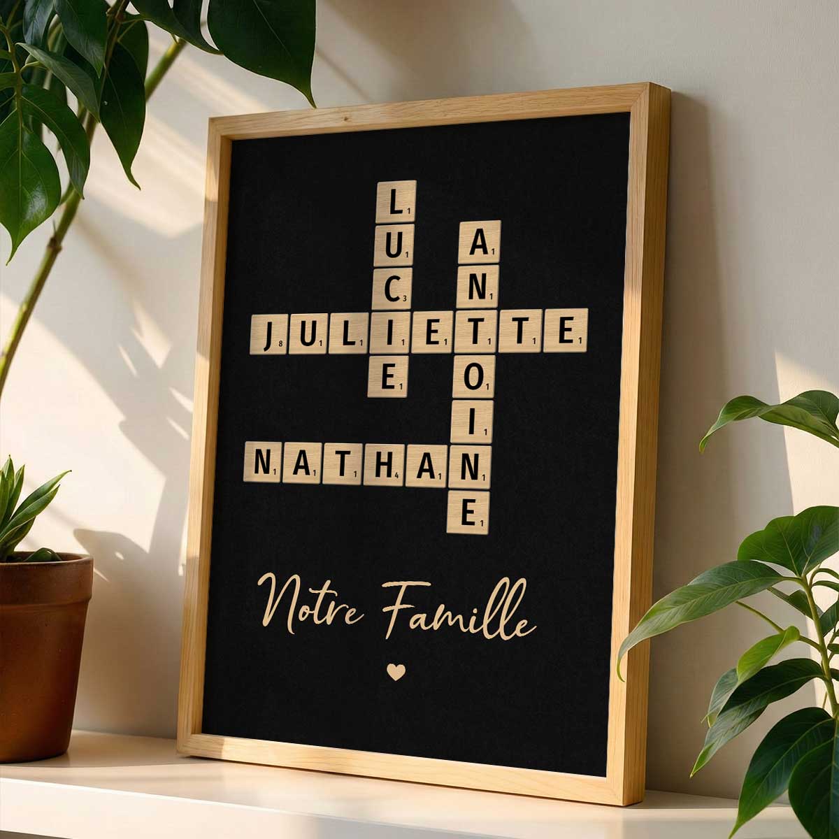 Tableau Mots Croiss de Famille - Cr en un instant, chri pour toujours - Affiche Personnalise