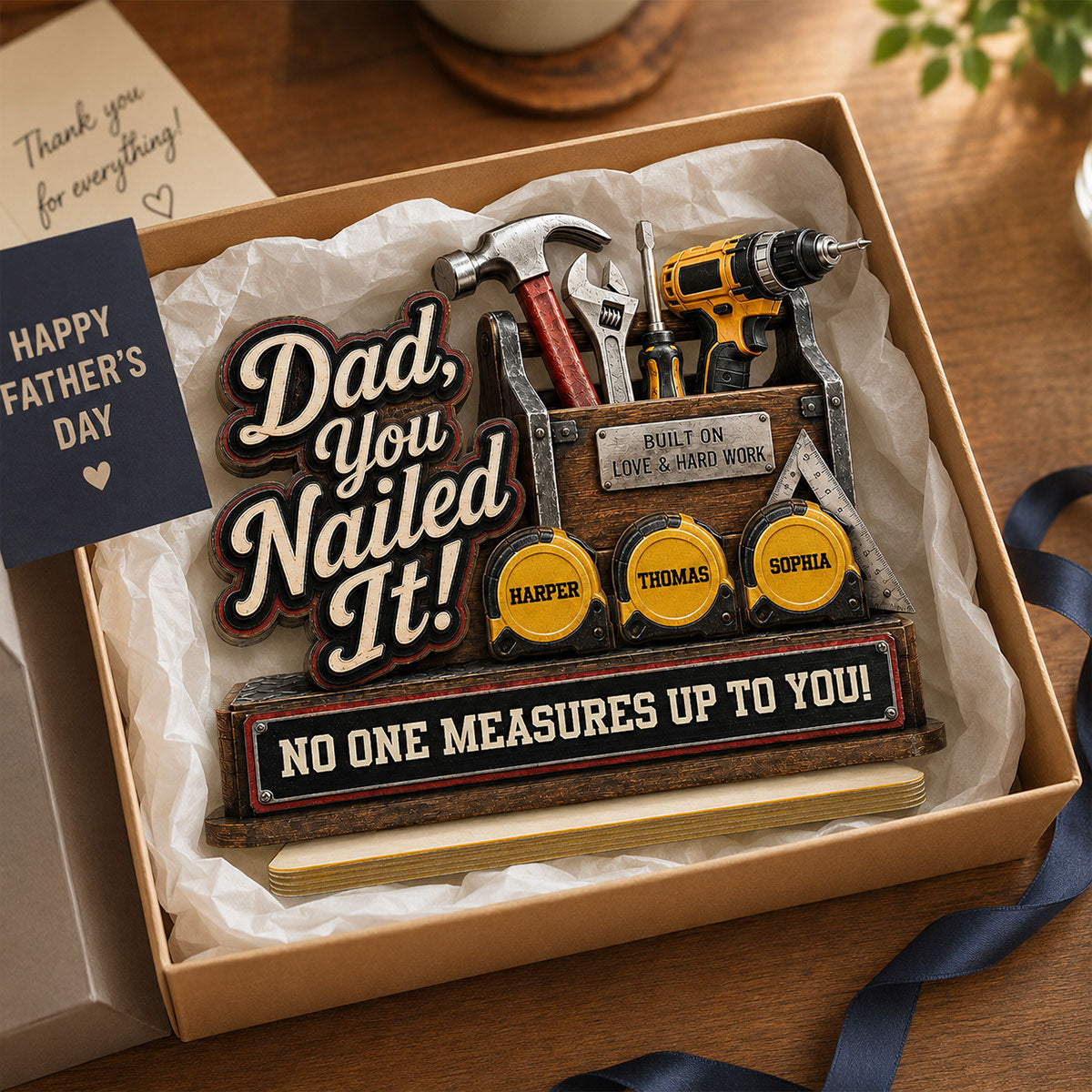 Dad You Nailed It Custom Name 2D Flat - Personalized 2-Layered Wooden Plaque - Gift For Dad