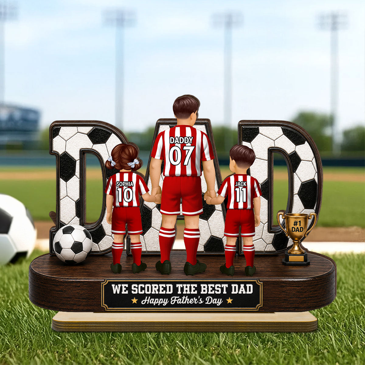 Soccer Dad Legend We Scored The Best Dad Back View - Personalized 2-Layered Wooden Plaque - Gift For Dad, Husband, Soccer Lovers