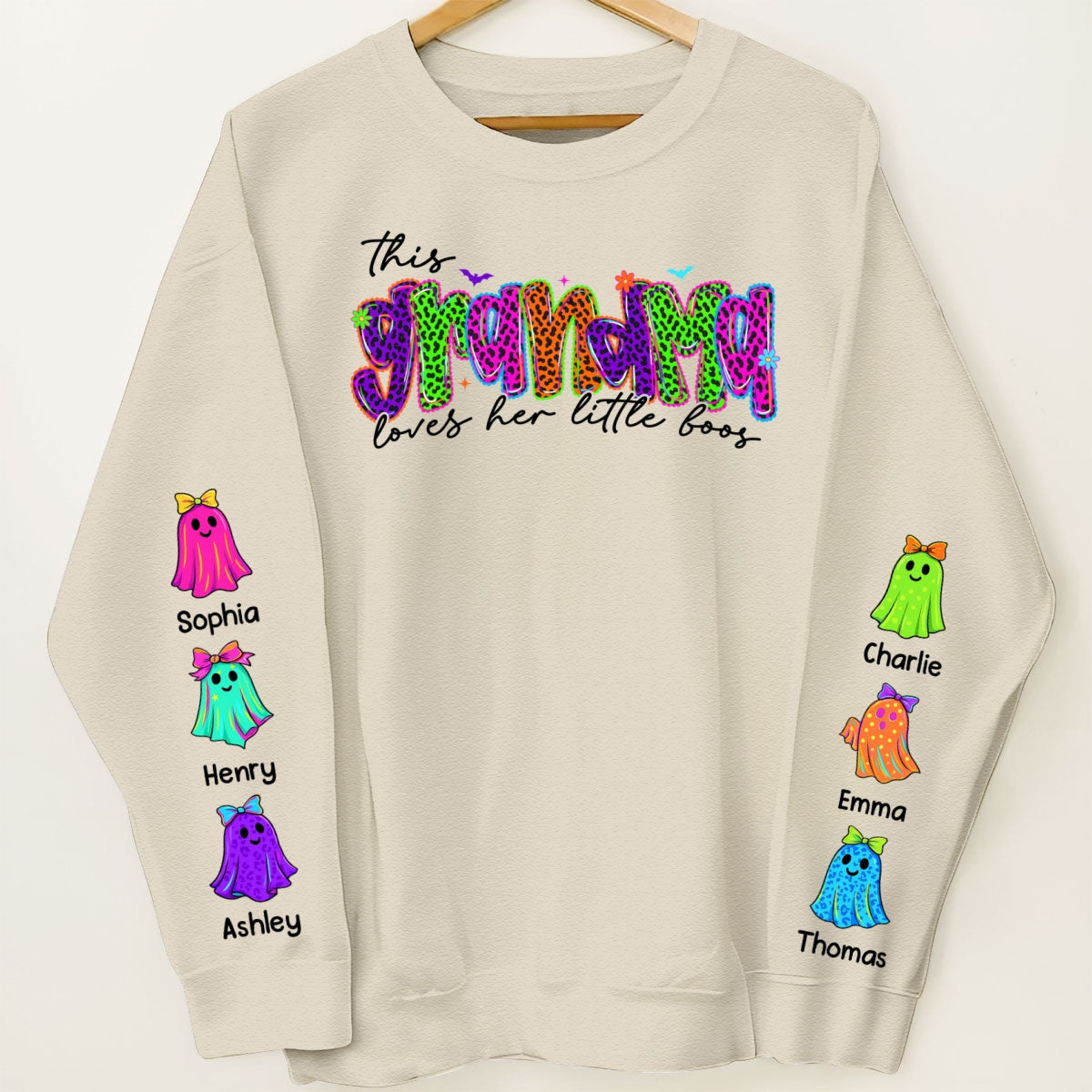 This Mama Loves Her Little Boo Personalized Halloween Sweatshirt, Fall Sweatshirt for Mom Grandma