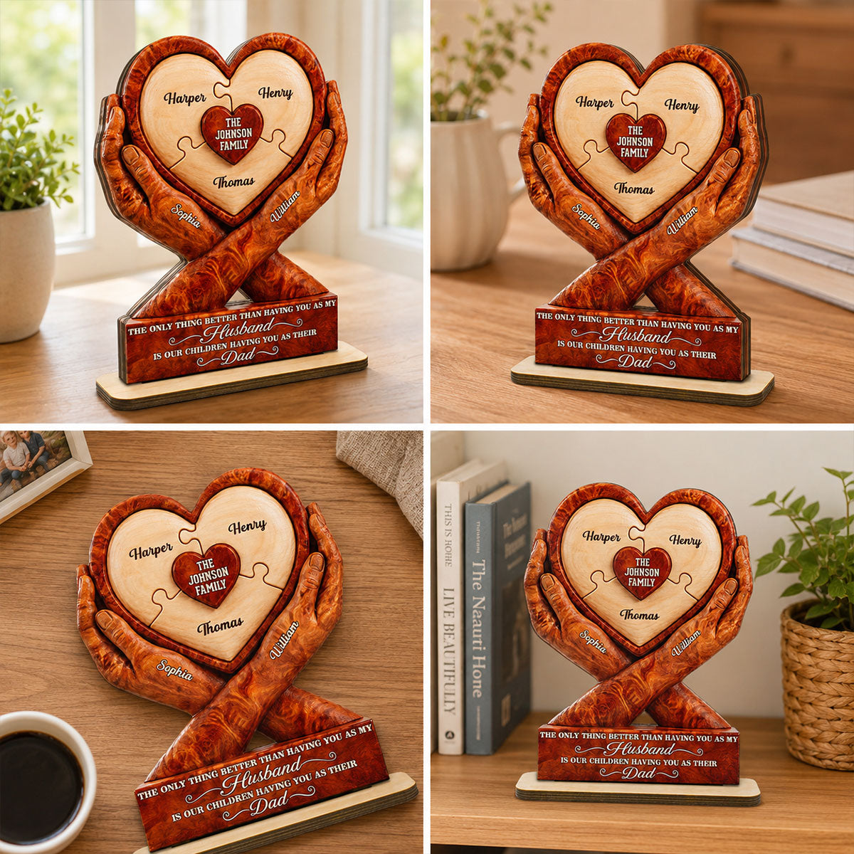 Our Children Having You As Their Dad 2D Flat Printed - Personalized 2-Layered Wooden Plaque - Gift For Husband