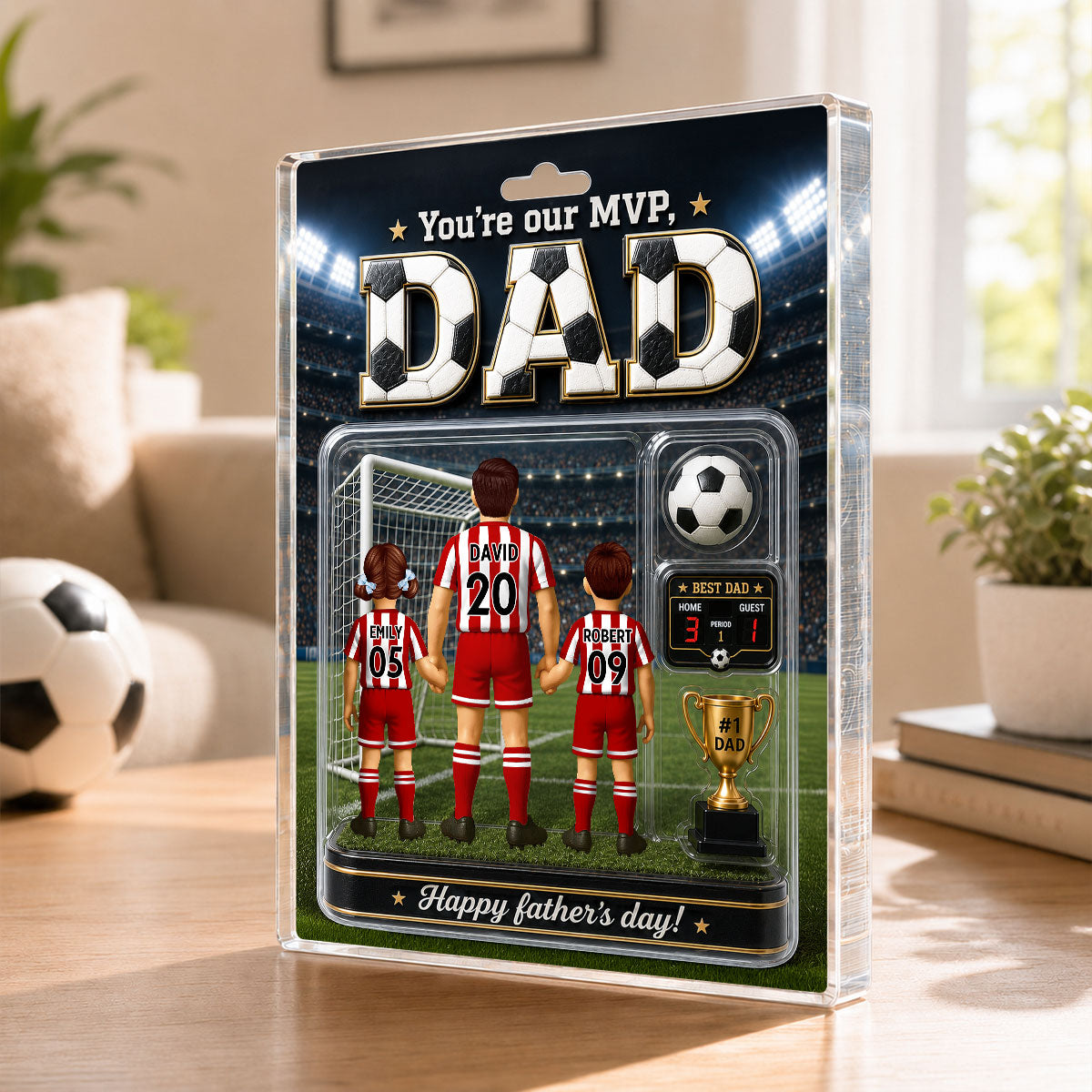 You Are Our MVP Soccer Dad, Custom Action Figure - Personalized Acrylic Block Plaque - Gift for Dad, Husband