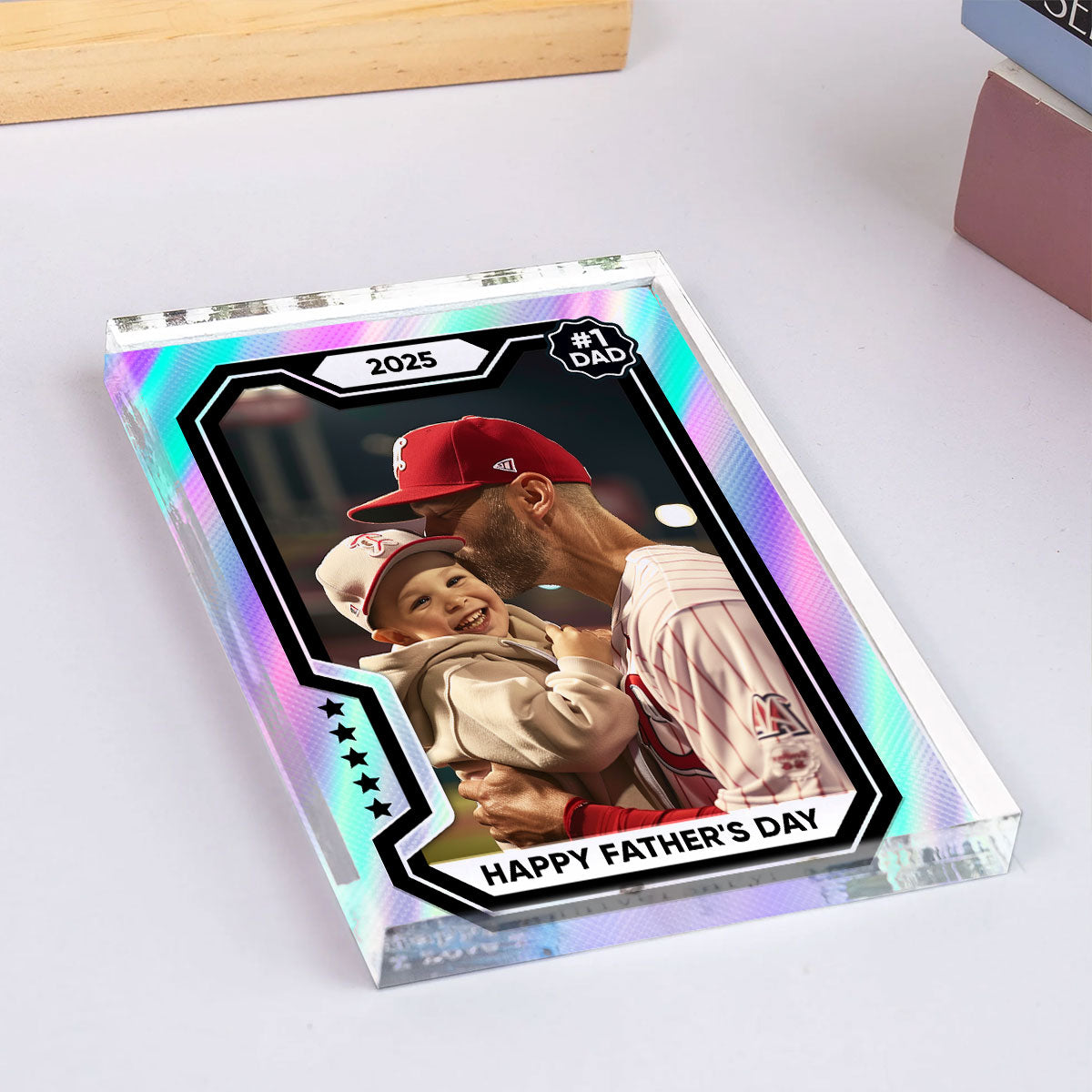 Premium Baseball Card Personalized Acrylic Block Plaque, Gift for Dads, Gift for Husband